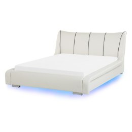 Łóżko wodne LED skórzane 140 x 200 cm białe NANTES Lumarko!