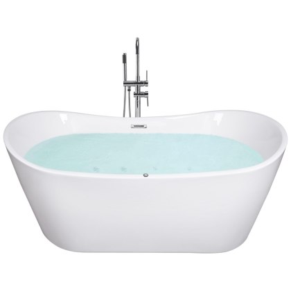 Wanna wolnostojąca LED z hydromasażem 168 x 80 cm biała ANTIGUA