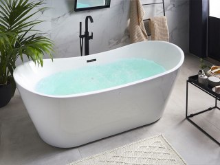 Wanna wolnostojąca LED z hydromasażem 168 x 80 cm biała ANTIGUA