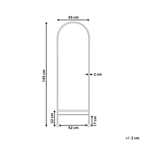 Metalowe lustro ścienne 45 x 145 cm czarne JARNAGES