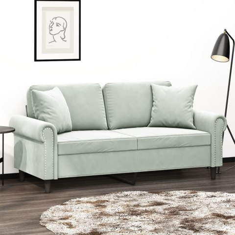 2-osobowa sofa z poduszkami, jasnoszara, 140 cm, aksamit Lumarko!