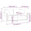 2-osobowa sofa z poduszkami, jasnoszara, 140 cm, aksamit Lumarko!