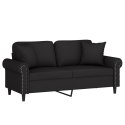 2-osobowa sofa z poduszkami, czarna, 140 cm, aksamit Lumarko!