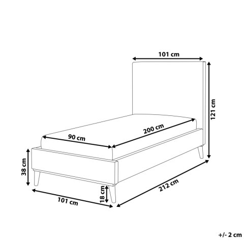 Łóżko welurowe 90 x 200 cm szare BAYONNE