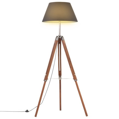 Lampa podłogowa na trójnogu, brązowo-czarna, tek, 141 cm Lumarko!