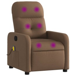 Rozkładany fotel masujący, brązowy, obity tkaniną Lumarko!