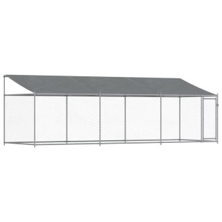 Klatka dla psa, z dachem i drzwiami, szara, 6x2x2 m, stal Lumarko!