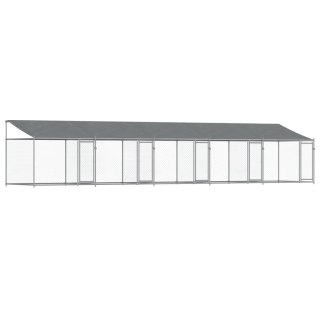 Klatka dla psa, z dachem i drzwiami, szara, 10x2x2 m, stal Lumarko!