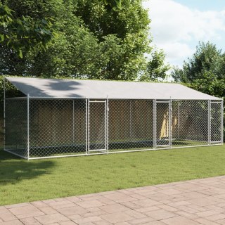 Klatka dla psa, z dachem i drzwiami, szara, 6x2x2 m, stal Lumarko!