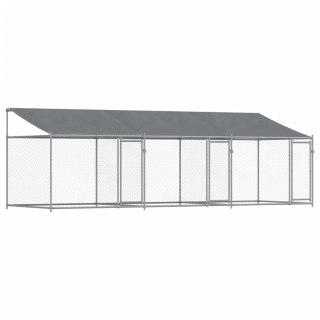 Klatka dla psa, z dachem i drzwiami, szara, 6x2x2 m, stal Lumarko!