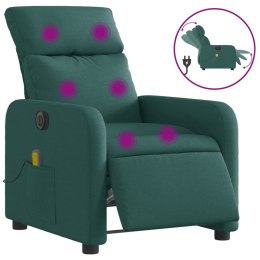 Rozkładany fotel masujący, elektryczny, ciemnozielony, tkanina Lumarko!