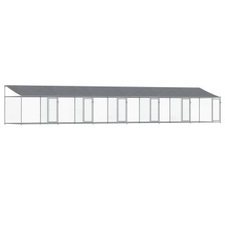 Klatka dla psa, z dachem i drzwiami, szara, 12x2x2 m, stal Lumarko!