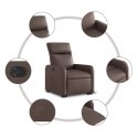 Rozkładany fotel pionizujący, elektryczny, brązowy, ekoskóra Lumarko!