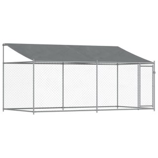 Klatka dla psa, z dachem i drzwiami, szara, 4x2x2 m, stal Lumarko!