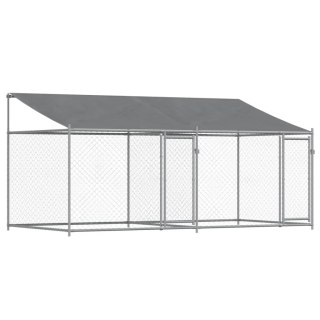 Klatka dla psa, z dachem i drzwiami, szara, 4x2x2 m, stal Lumarko!