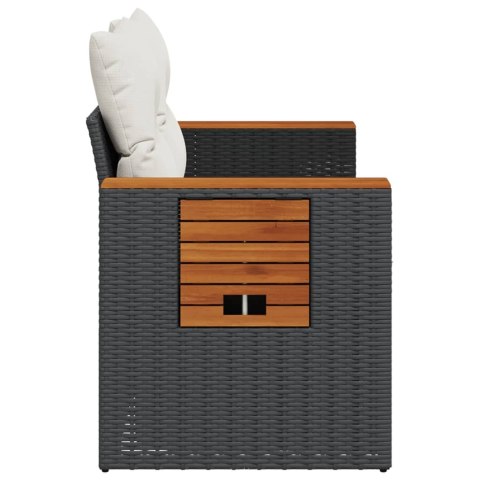 Sofa ogrodowa z poduszkami, 2-osobowa, czarna, polirattan Lumarko!