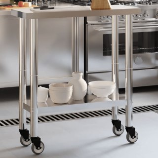 Kuchenny stół roboczy na kółkach 82,5x30x85 cm, stal nierdzewna Lumarko!