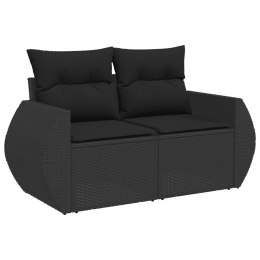 Sofa ogrodowa z poduszkami, 2-osobowa, czarna, polirattan Lumarko!