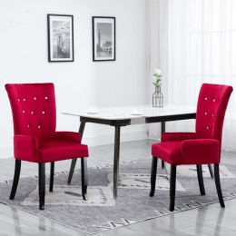 Krzesło jadalniane z podłokietnikami, czerwone, aksamitne Lumarko!