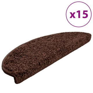 VidaXL Maty na schody 15 szt. 65x21x4 cm Brązowe półokrągłe duże