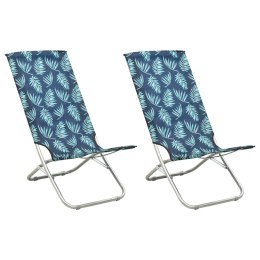 Składane krzesła plażowe, 2 szt., wzór w liście, obite tkaniną Lumarko!