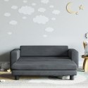 Sofa dziecięca z podnóżkiem, ciemnoszara, 100x50x30 cm, aksamit Lumarko!