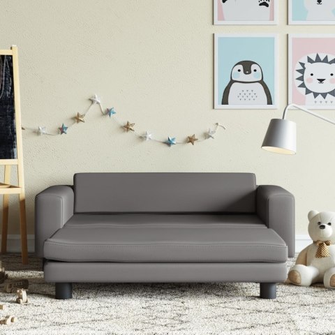 Sofa dziecięca z podnóżkiem, szara, 100x50x30 cm, ekoskóra Lumarko!