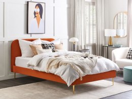 Łóżko welurowe 160 x 200 cm pomarańczowe FLAYAT Lumarko!
