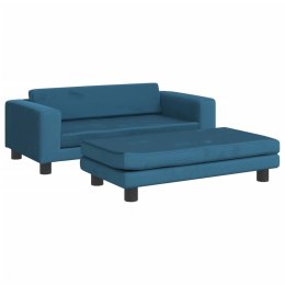 Sofa dziecięca z podnóżkiem, niebieska, 100x50x30 cm, aksamit Lumarko!