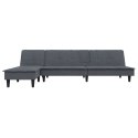 Sofa rozkładana L, ciemnoszara, 255x140x70 cm, aksamit Lumarko!