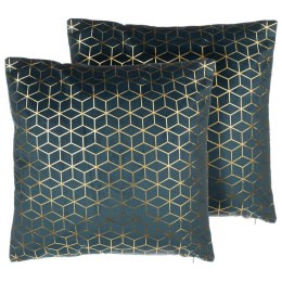 2 welurowe poduszki dekoracyjne w geometryczny wzór 45 x 45 cm niebieskie CELOSIA Lumarko!
