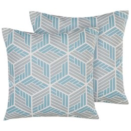 2 poduszki ogrodowe w geometryczny wzór 45 x 45 cm szaro-niebieski VEGGIO Lumarko!
