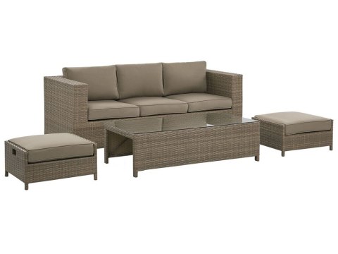 Zestaw ogrodowy z technorattanu 3-osobowy brązowy BELLUNO