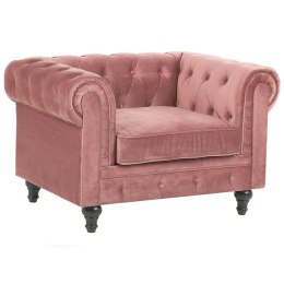 Fotel welurowy różowy CHESTERFIELD Lumarko!