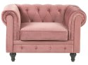 Fotel welurowy różowy CHESTERFIELD Lumarko!
