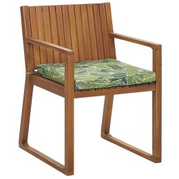 Krzesło ogrodowe akacjowe jasne drewno z poduszką zieloną SASSARI Lumarko!