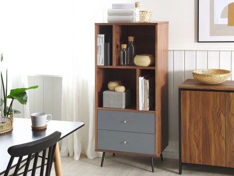 Regał ciemne drewno z szarym RICHMOND