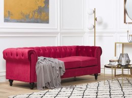 Sofa 3-osobowa welurowa czerwona CHESTERFIELD Lumarko!