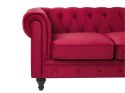 Sofa 3-osobowa welurowa czerwona CHESTERFIELD Lumarko!