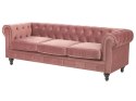 Sofa 3-osobowa welurowa różowa CHESTERFIELD Lumarko!