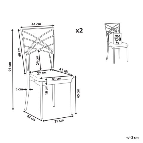 Zestaw 2 krzeseł do jadalni srebrny GIRARD