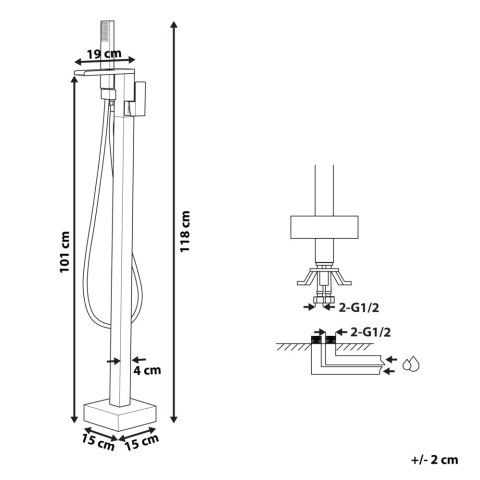 Bateria wannowa wolnostojąca czarny BOYOMA