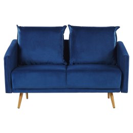 Sofa 2-osobowa welurowa niebieska MAURA Lumarko!