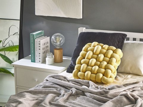 Welurowa poduszka dekoracyjna supeł 30 x 30 cm żółta SIRALI