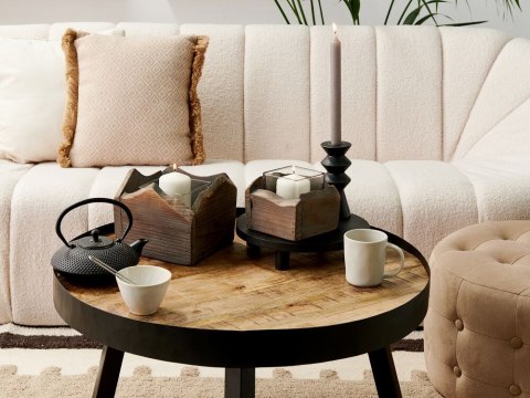 Zestaw 2 świeczników ciemne drewno PLATEROS