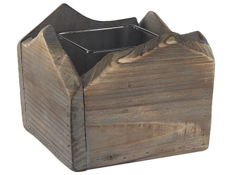 Zestaw 2 świeczników ciemne drewno PLATEROS