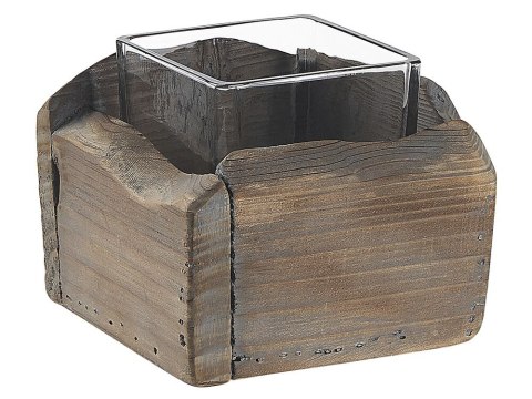 Zestaw 2 świeczników ciemne drewno PLATEROS