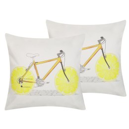 2 bawełniane poduszki dekoracyjne z motywem roweru 45 x 45 cm wielokolorowe RUSCUS Lumarko!