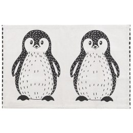 Dywan dziecięcy bawełniany motyw pingwina 60 x 90 cm czarno-biały HAJDARABAD Lumarko!