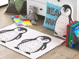 Dywan dziecięcy bawełniany motyw pingwina 60 x 90 cm czarno-biały HAJDARABAD Lumarko!